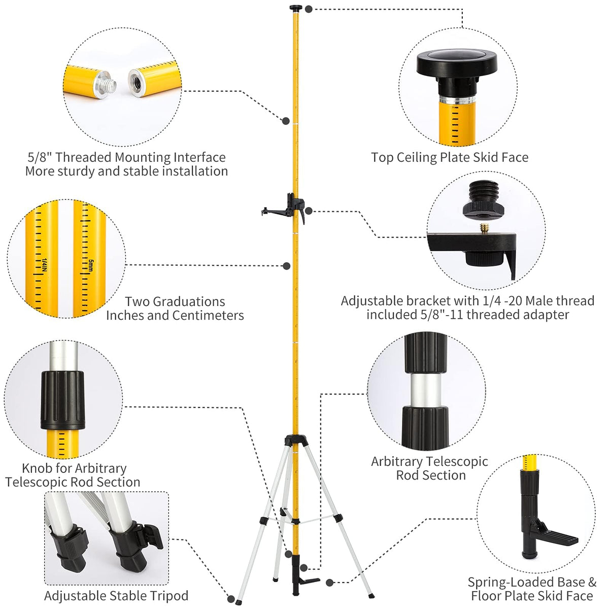 CONDTROL Laser Level Tripod With Pole & Wall Mount Clamp Accessory Kit - Vic Warehouse