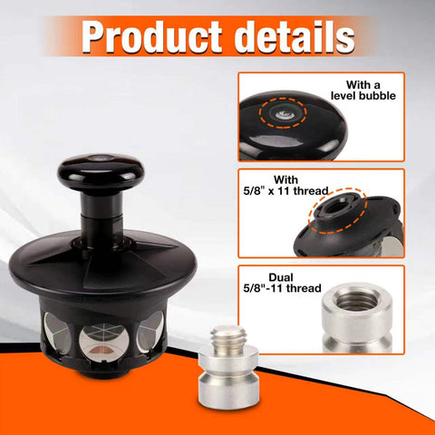 Prisme à station totale 360° Mountlaser Tr-Style avec adaptateur en acier inoxydable de 20 mm