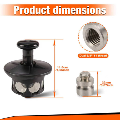 Prisme à station totale 360° Mountlaser Tr-Style avec adaptateur en acier inoxydable de 20 mm