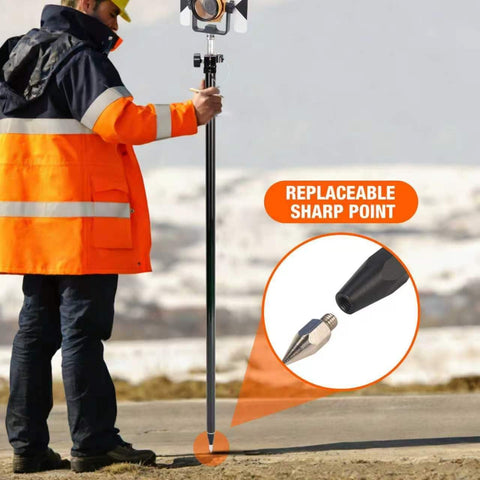 2-piece interchangeable tip for GPS poles | Prism pole with ground tip, interchangeable threaded tip for GPS pole