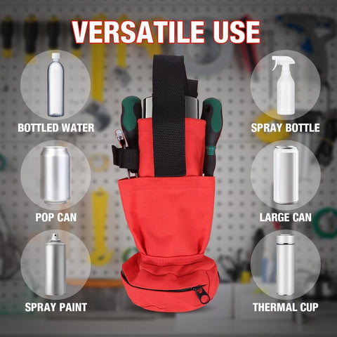 Holster for spray cans and paint cans | Belt holder for spray bottles with hooks and specially shaped pockets for pens, pencils and a tape measure (with pocket)